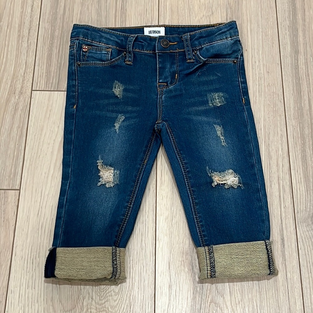 Hudson Blue Dark Wash Unisex Cotton Polyester Blend Baby Jeans